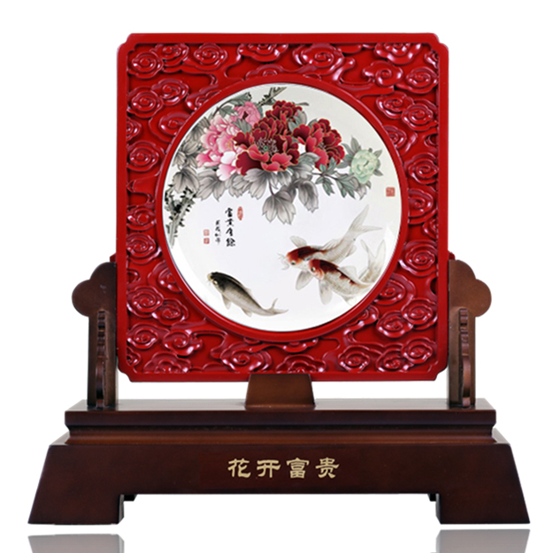 皇家禮瓷 富貴有余 屏風瓷盤 YC-237 工藝與吉祥的完美融合